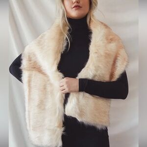 Faux Fur Beige Shawl/Scarf